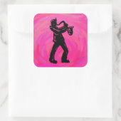 New York Boogie Nights Saxophone Hot Pink Vierkante Sticker (Tas)