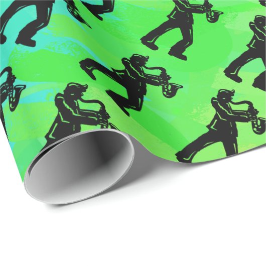 New York Boogie Nights Saxophone Rainbow Cadeaupapier (Rol Hoek)