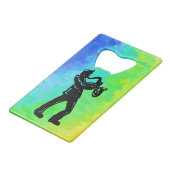 New York Boogie Nights Saxophone Rainbow Creditkaart Flessenopener (Voorkant Gekanteld)