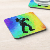 New York Boogie Nights Saxophone Rainbow Drankjes Onderzetter (Linkerzijde)