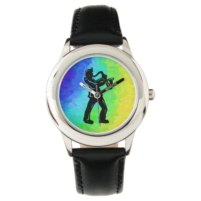 New York Boogie Nights Saxophone Rainbow Horloge (Voorkant)