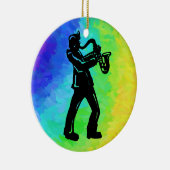 New York Boogie Nights Saxophone Rainbow Keramisch Ornament (Rechts)