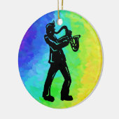 New York Boogie Nights Saxophone Rainbow Keramisch Ornament (Links)