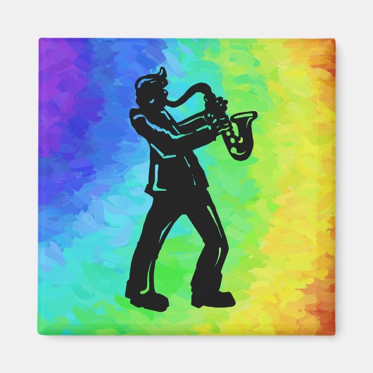 New York Boogie Nights Saxophone Rainbow Magneet (Voorkant)