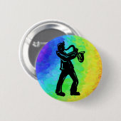 New York Boogie Nights Saxophone Rainbow Ronde Button 5,7 Cm (Voorkant /achterkant)