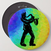 New York Boogie Nights Saxophone Rainbow Ronde Button 6,0 Cm (Voorkant /achterkant)