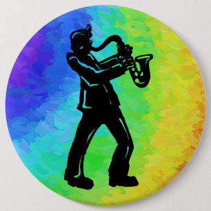 New York Boogie Nights Saxophone Rainbow Ronde Button 6,0 Cm