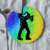 New York Boogie Nights Saxophone Rainbow Ronde Button 6,0 Cm (In situ)