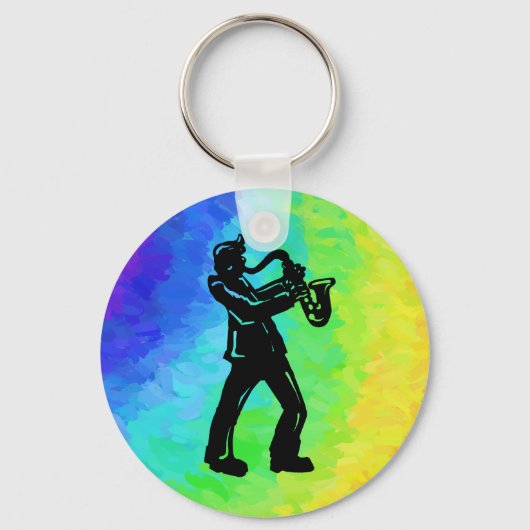 New York Boogie Nights Saxophone Rainbow Sleutelhanger (Voorkant)