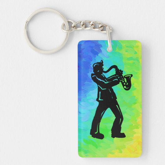 New York Boogie Nights Saxophone Rainbow Sleutelhanger (Voorkant)