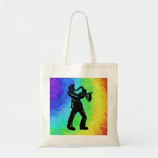 New York Boogie Nights Saxophone Rainbow Tote Bag (Voorkant)
