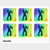 New York Boogie Nights Saxophone Rainbow Vierkante Sticker (Vel)