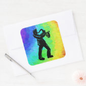 New York Boogie Nights Saxophone Rainbow Vierkante Sticker (Envelop)
