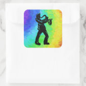 New York Boogie Nights Saxophone Rainbow Vierkante Sticker (Tas)