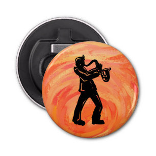 New York Boogie Nights Saxophone Sinaasappel Button Flesopener