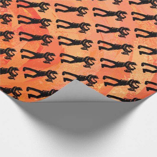 New York Boogie Nights Saxophone Sinaasappel Cadeaupapier (Hoek)