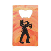 New York Boogie Nights Saxophone Sinaasappel Creditkaart Flessenopener (Voorkant)