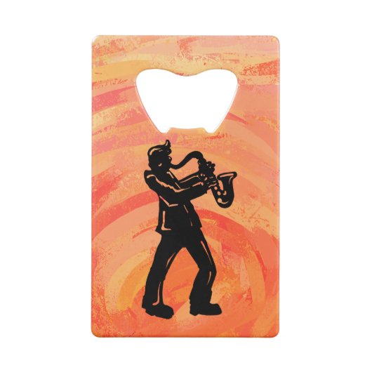New York Boogie Nights Saxophone Sinaasappel Creditkaart Flessenopener (Achterkant)