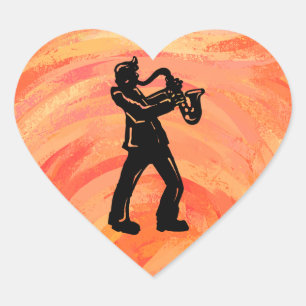 New York Boogie Nights Saxophone Sinaasappel Hart Sticker