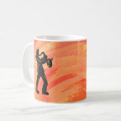 New York Boogie Nights Saxophone Sinaasappel Koffiemok (Voorkant links)