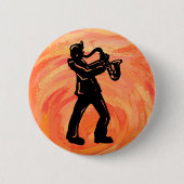 New York Boogie Nights Saxophone Sinaasappel Ronde Button 5,7 Cm (Voorkant)