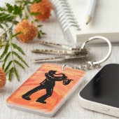 New York Boogie Nights Saxophone Sinaasappel Sleutelhanger (Voorkant Rechts)