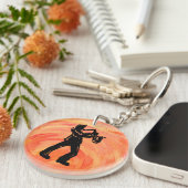 New York Boogie Nights Saxophone Sinaasappel Sleutelhanger (Voorkant Rechts)