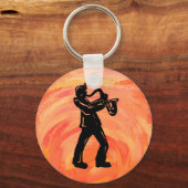New York Boogie Nights Saxophone Sinaasappel Sleutelhanger (Voorkant)