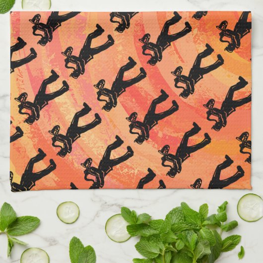 New York Boogie Nights Saxophone Sinaasappel Theedoek (Gevouwen)