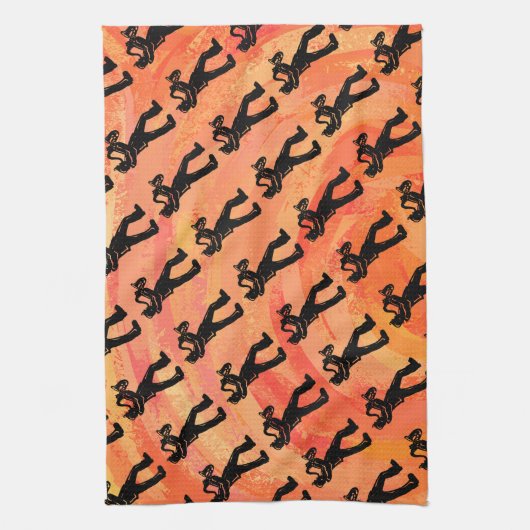 New York Boogie Nights Saxophone Sinaasappel Theedoek (Verticaal)