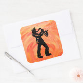 New York Boogie Nights Saxophone Sinaasappel Vierkante Sticker (Envelop)