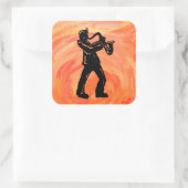 New York Boogie Nights Saxophone Sinaasappel Vierkante Sticker (Tas)