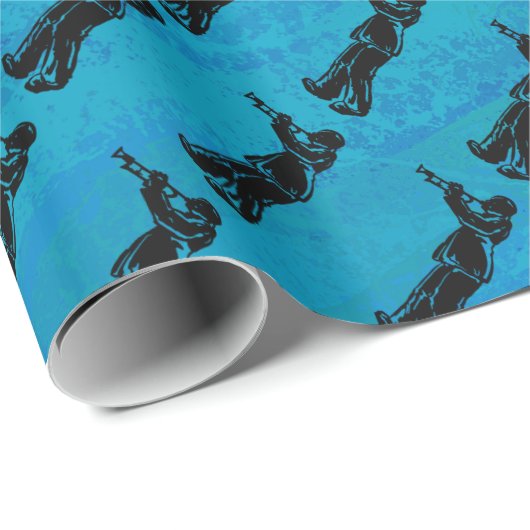 New York Boogie Nights Trumpet Blue Cadeaupapier (Rol Hoek)