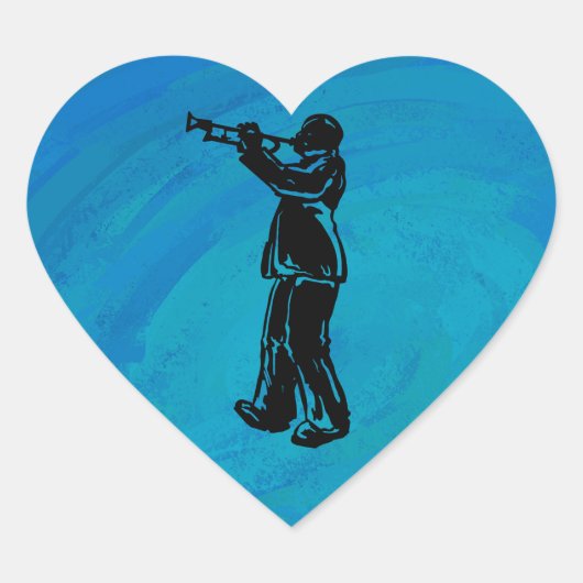 New York Boogie Nights Trumpet Blue Hart Sticker (Voorkant)