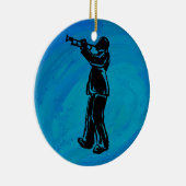 New York Boogie Nights Trumpet Blue Keramisch Ornament (Rechts)