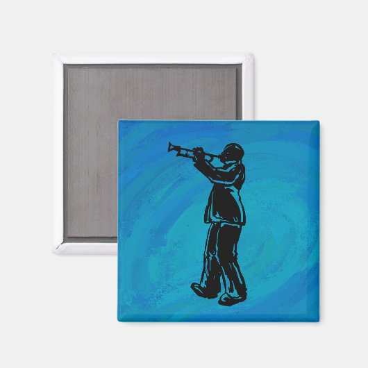 New York Boogie Nights Trumpet Blue Magneet (Voorkant / Achterkant)