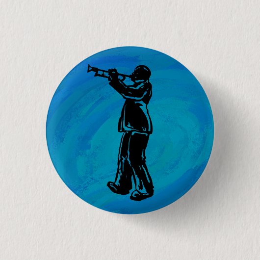 New York Boogie Nights Trumpet Blue Ronde Button 3,2 Cm (Voorkant)