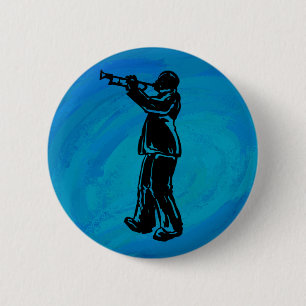 New York Boogie Nights Trumpet Blue Ronde Button 5,7 Cm