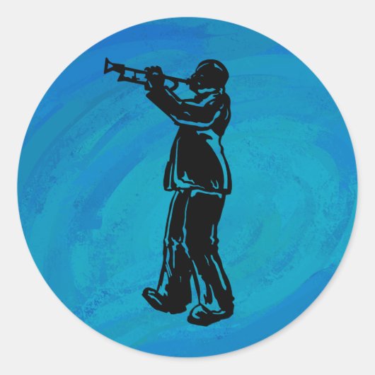 New York Boogie Nights Trumpet Blue Ronde Sticker (Voorkant)