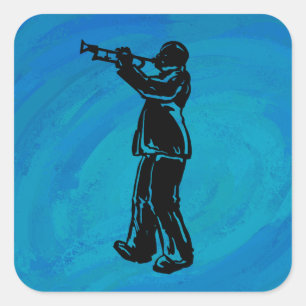 New York Boogie Nights Trumpet Blue Vierkante Sticker