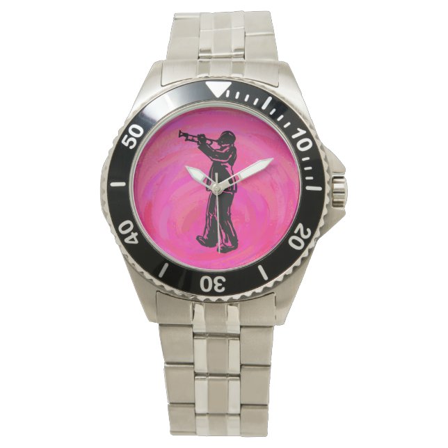 New York Boogie Nights Trumpet Hot roze Horloge (Voorkant)