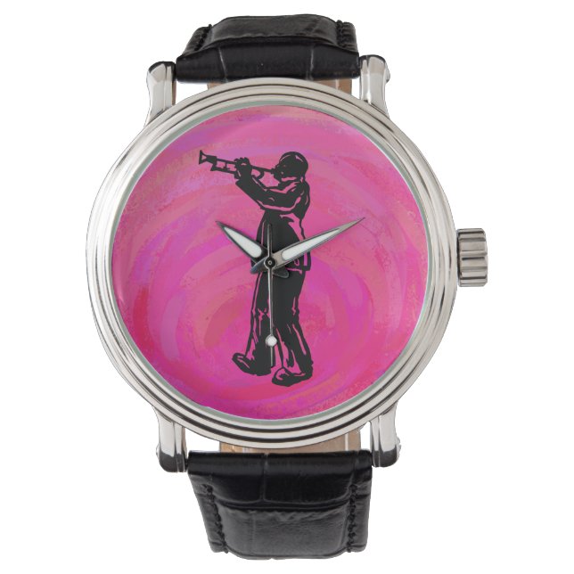 New York Boogie Nights Trumpet Hot roze Horloge (Voorkant)
