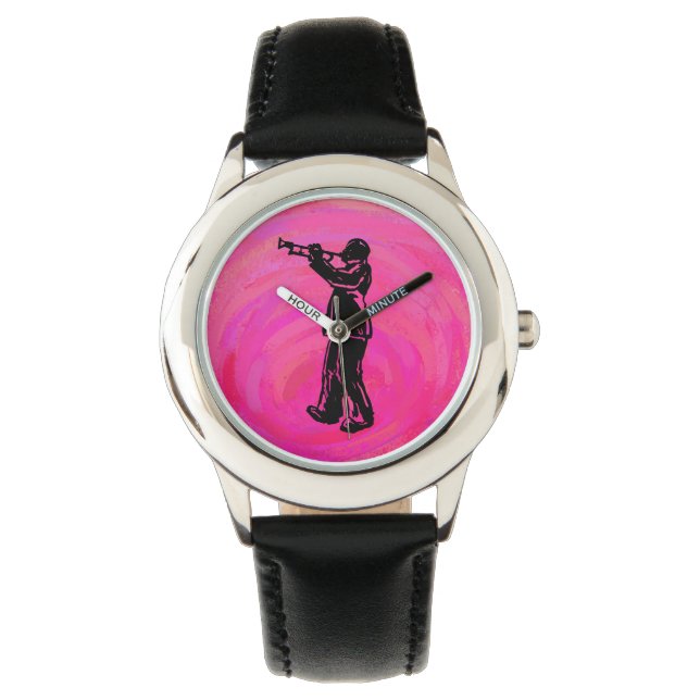 New York Boogie Nights Trumpet Hot roze Horloge (Voorkant)