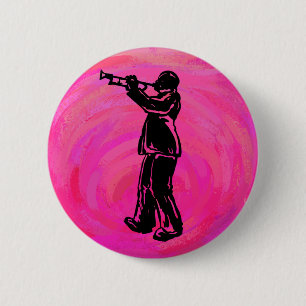 New York Boogie Nights Trumpet Hot roze Ronde Button 5,7 Cm