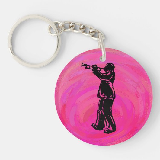 New York Boogie Nights Trumpet Hot roze Sleutelhanger (Voorkant)