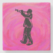 New York Boogie Nights Trumpet Hot roze Stenen Onderzetter (Voorkant)