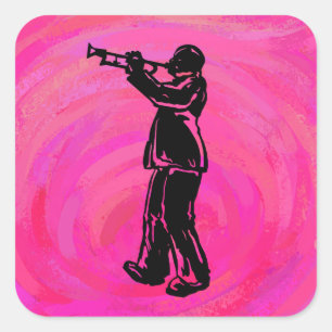 New York Boogie Nights Trumpet Hot roze Vierkante Sticker