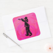 New York Boogie Nights Trumpet Hot roze Vierkante Sticker (Envelop)