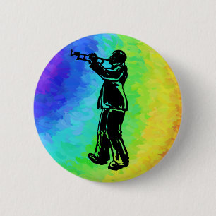 New York Boogie Nights Trumpet Rainbow Ronde Button 5,7 Cm