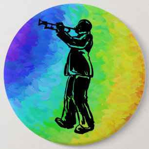 New York Boogie Nights Trumpet Rainbow Ronde Button 6,0 Cm